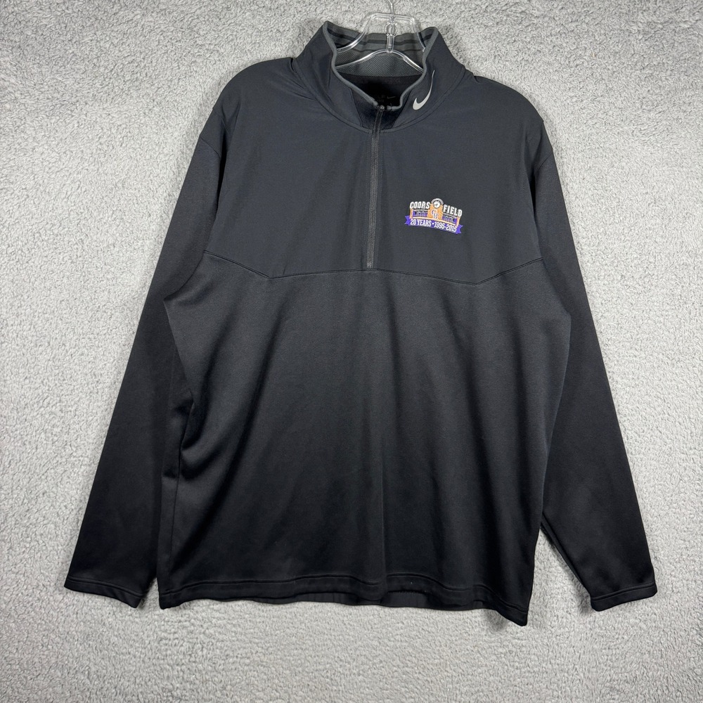 Nike Golf Mens XL Dri-FIT 1/4 Zip Colorado Rockies Coors Field Pullover Black